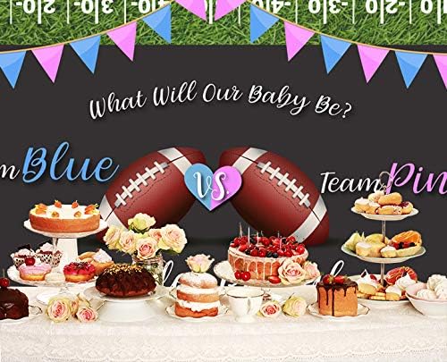 Ticuenicoa 7x5ft Football Gender Reveal Backdrop Pink or Blue Backdrops Sports Themed Babyshower Party Background He or She Banner Soccer Baby Shower Photo Booth Props Girl or Boy Party Decorations - Image 4