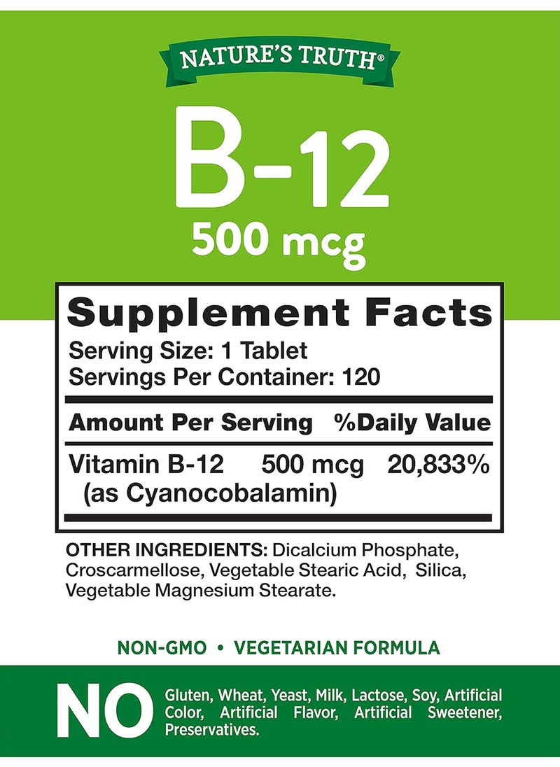 Nature's Truth Vitamin B12 Tablets 500 Mg 120 Count  - Image 2