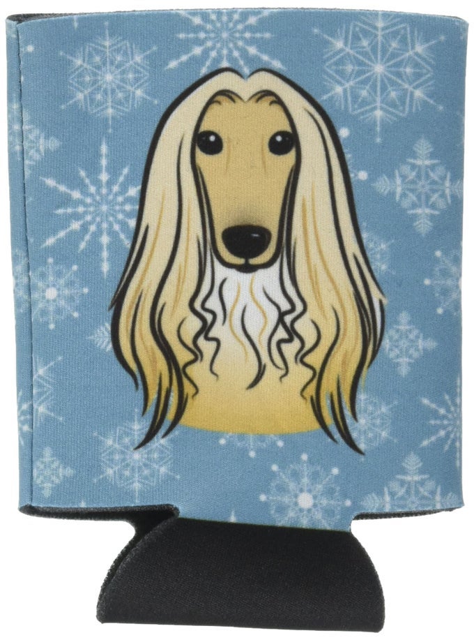 CAROLINES TREASURES BB1678CC SNOWFLAKE AFGHAN HOUND CAN OR BOTTLE HUGGER COOLER WASHABLE DRINK SLEEVE COLLAPSIBLE BEVERAGE INSULATED HOLDER CAN HUGGER MULTICOLOR