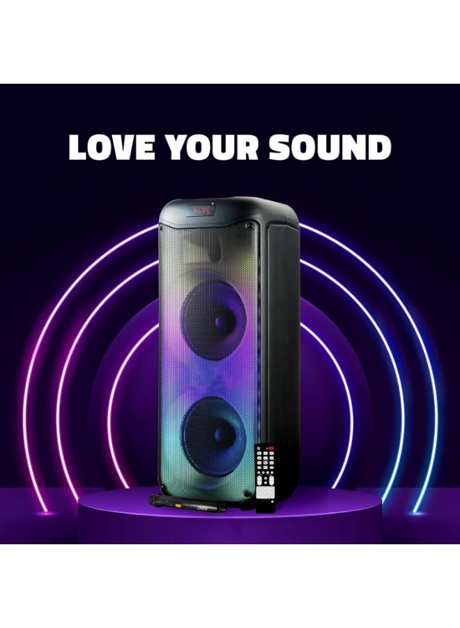 ASD-598 بيغ دادي مكبر صوت محمول لاسلكي مع ميكروفون لاسلكي، سائق 8x2 بوصة، وظيفة TWS، ضوء RGB، بطارية 2400 مللي أمبير، مكبر صوت 30 واط × 2، ASD-598 بيغ دادي مكبر صوت بلوتوث محمول مع ميكروفون | 30 واط × 2 خرج | سائق 8x2 بوصة | TWS، ضوء RGB، FM، USB، بطاقة TF | بطارية 2400 مللي أمبير | تعزيز الجهير | نطاق 10 متر - Image 3