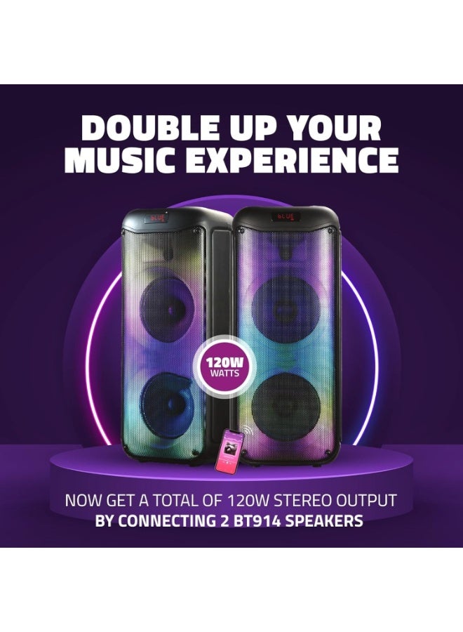 ASD-598 بيغ دادي مكبر صوت محمول لاسلكي مع ميكروفون لاسلكي، سائق 8x2 بوصة، وظيفة TWS، ضوء RGB، بطارية 2400 مللي أمبير، مكبر صوت 30 واط × 2، ASD-598 بيغ دادي مكبر صوت بلوتوث محمول مع ميكروفون | 30 واط × 2 خرج | سائق 8x2 بوصة | TWS، ضوء RGB، FM، USB، بطاقة TF | بطارية 2400 مللي أمبير | تعزيز الجهير | نطاق 10 متر - Image 2