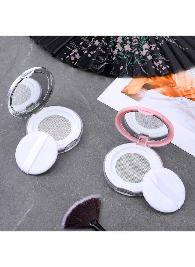 2Pcs Refillable Loose Powder Container with Mirror & Puff, 0.3-0.7oz Reusable Empty Makeup Compact for Travel DIY Cosmetics - Image 4