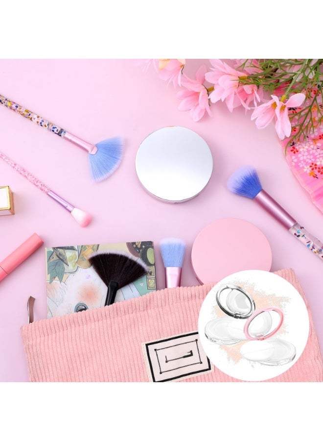 2Pcs Refillable Loose Powder Container with Mirror & Puff, 0.3-0.7oz Reusable Empty Makeup Compact for Travel DIY Cosmetics - Image 3