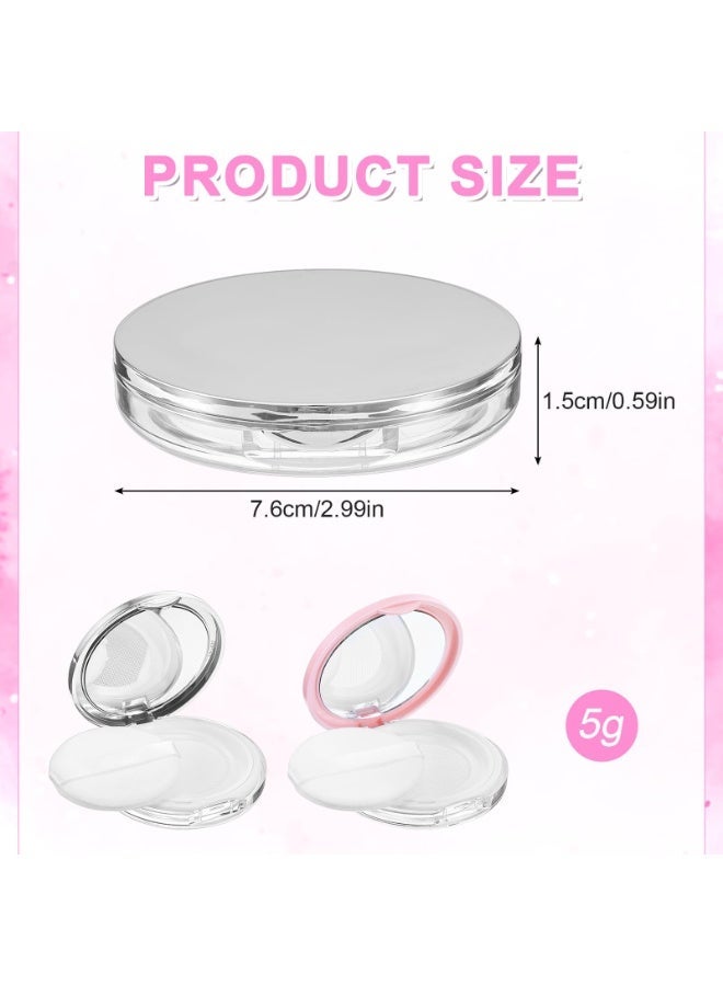 2Pcs Refillable Loose Powder Container with Mirror & Puff, 0.3-0.7oz Reusable Empty Makeup Compact for Travel DIY Cosmetics - Image 2