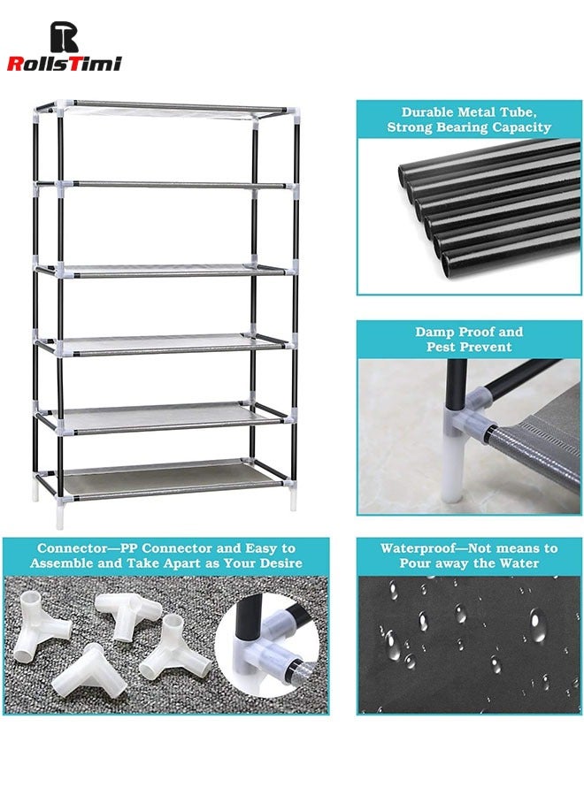 RollsTimi  10 Tiers Simple Shoe Cabinet Shoe Dust Cover Folding Creative Home Shoe Rack with Dustproof Closet Storage Organizer,Coffee - Image 3