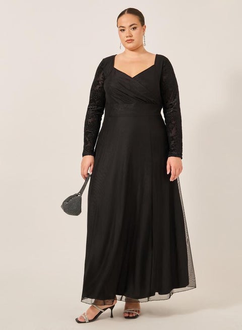 Lace Sleeve Maxi Dress