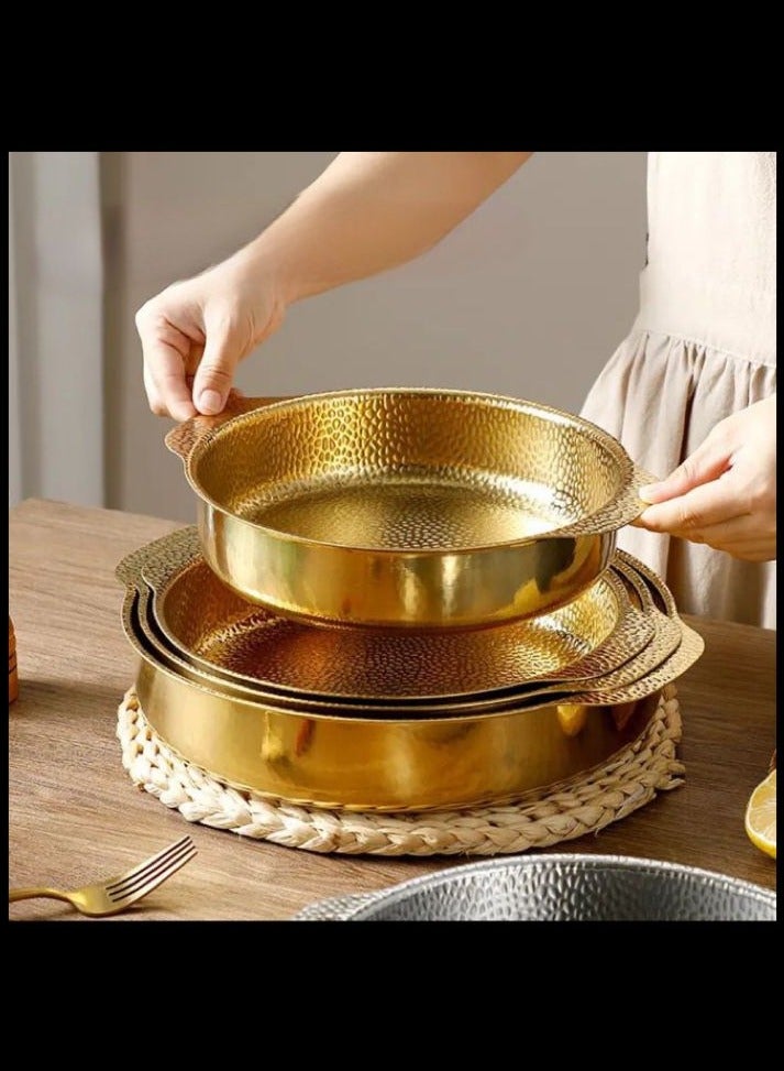 طاوات قلي استيل مدور ذهبي