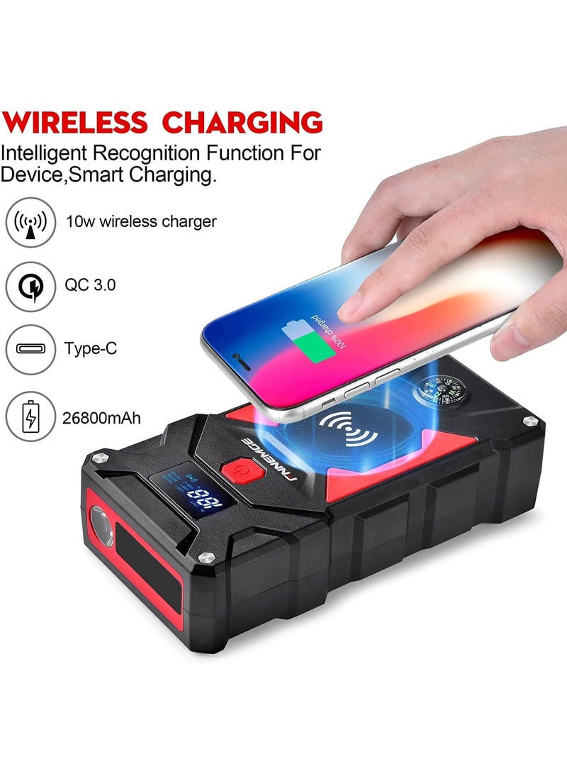 FNNEMGE Ultra Start Car Jump Starter for All Passenger Car 26800mAh Power Bank Portable Battery Jumper Pack 12V Emergency Light, Equipped with Storage Box - Image 5