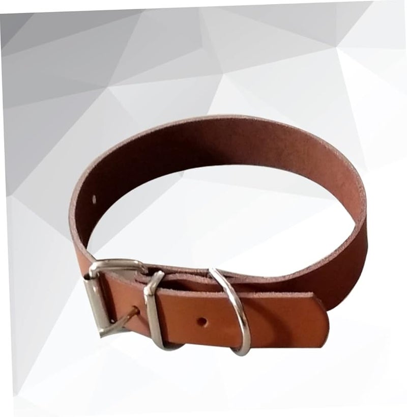 طوق كلب فاخر من جلد البقر البني مناسب للكلاب الصغيرة والمتوسطة الحجم مريح في الارتداء - Image 4