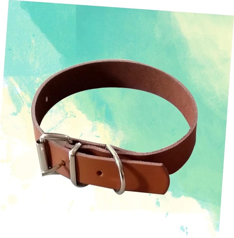 طوق كلب فاخر من جلد البقر البني مناسب للكلاب الصغيرة والمتوسطة الحجم مريح في الارتداء - Image 5