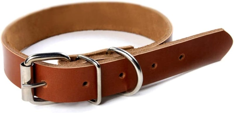 طوق كلب فاخر من جلد البقر البني مناسب للكلاب الصغيرة والمتوسطة الحجم مريح في الارتداء - Image 2