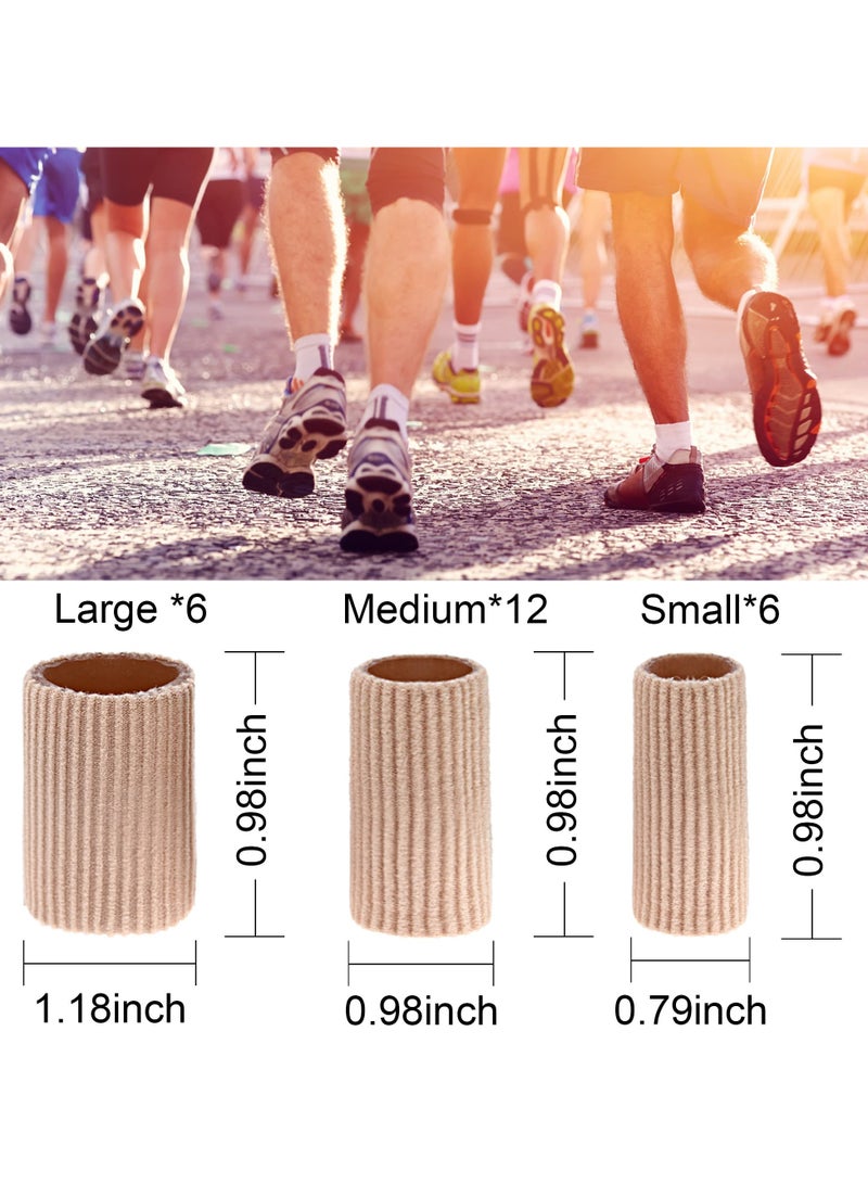 KHAJUL 24 PCS Toe Tubes, 2.5cm Toe Cushion Tube Corn Pads for Toes Sleeves, 3 Size Soft Gel Protectors for Cushions, Corns, Blisters, Calluses, Toes and Fingers  (Brown)  - Image 2