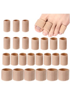 KHAJUL 24 PCS Toe Tubes, 2.5cm Toe Cushion Tube Corn Pads for Toes Sleeves, 3 Size Soft Gel Protectors for Cushions, Corns, Blisters, Calluses, Toes and Fingers  (Brown)  - Image 1