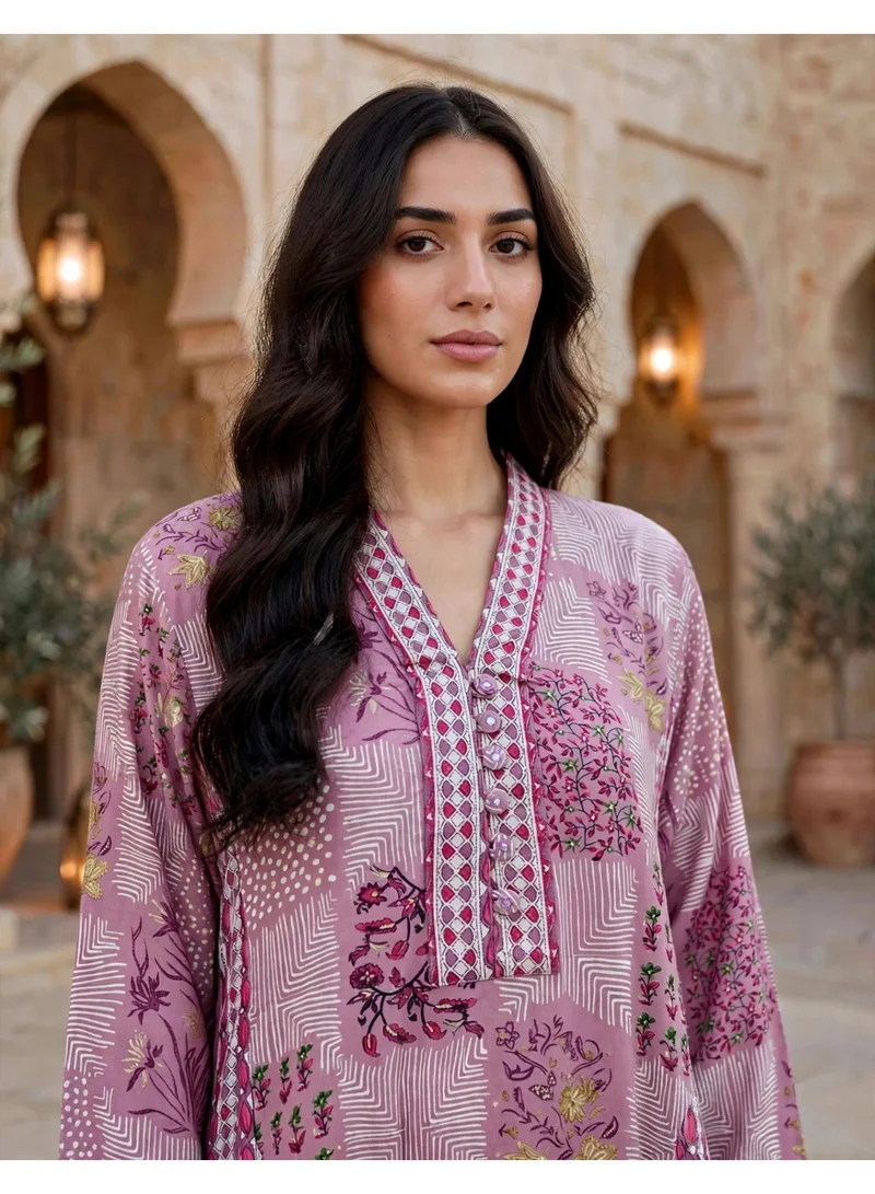 اكسا جلابية رونق الزهور IK218Pink