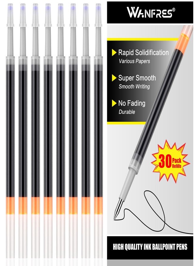 WANFRES Gel Ink Ballpoint Pen Refills 0.5mm, Black 30 Count, Retractable Press-On Pen Barrel Ink Refills, Compatible with Pilot G2 Pentel Energel Jetstream Sharpie S-Gel Uniball Signo Zebra Sarasa - Image 1