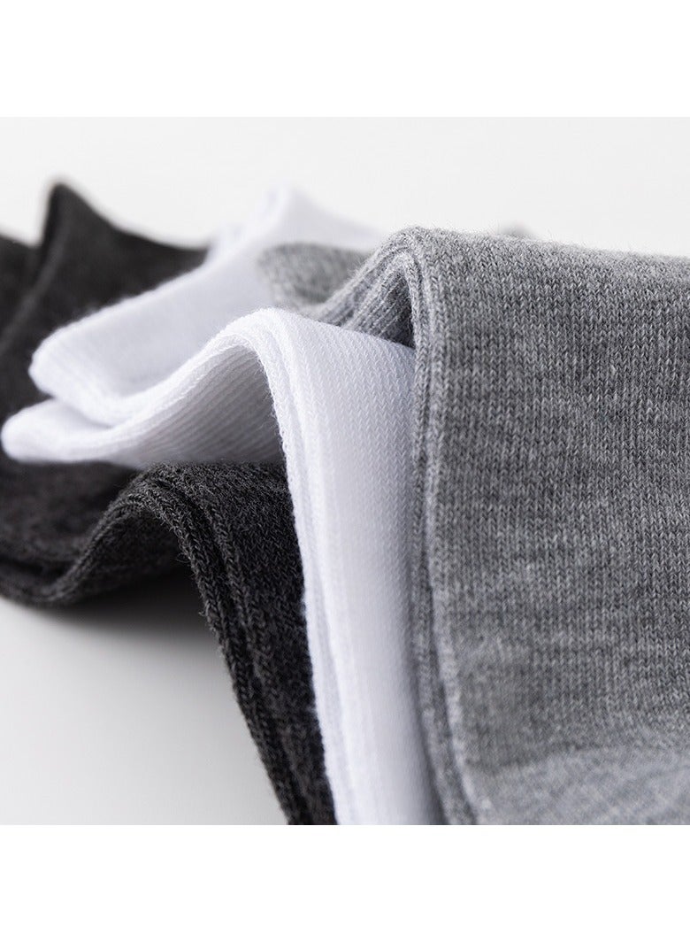 DUJUIKE Men's and women's summer shallow invisible boat socks all-match solid color socks non-slip deodorant cotton socks (gray, 5 pairs)  - Image 2