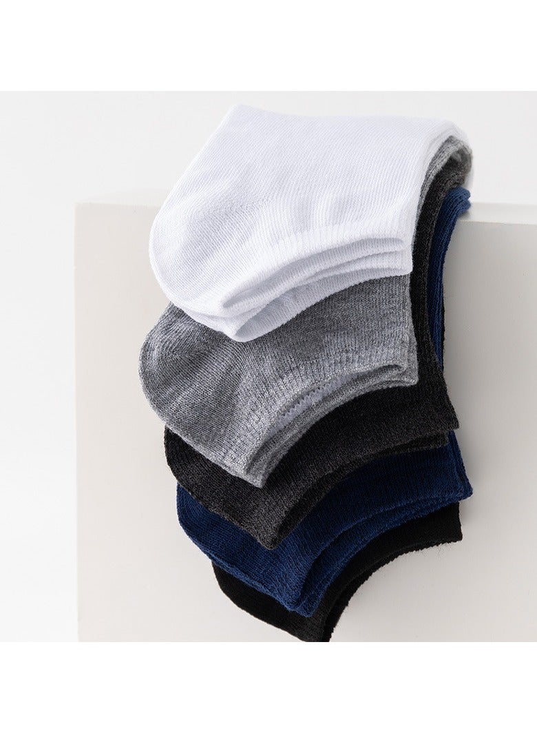 DUJUIKE Men's and women's summer shallow invisible boat socks all-match solid color socks non-slip deodorant cotton socks (gray, 5 pairs)  - Image 3