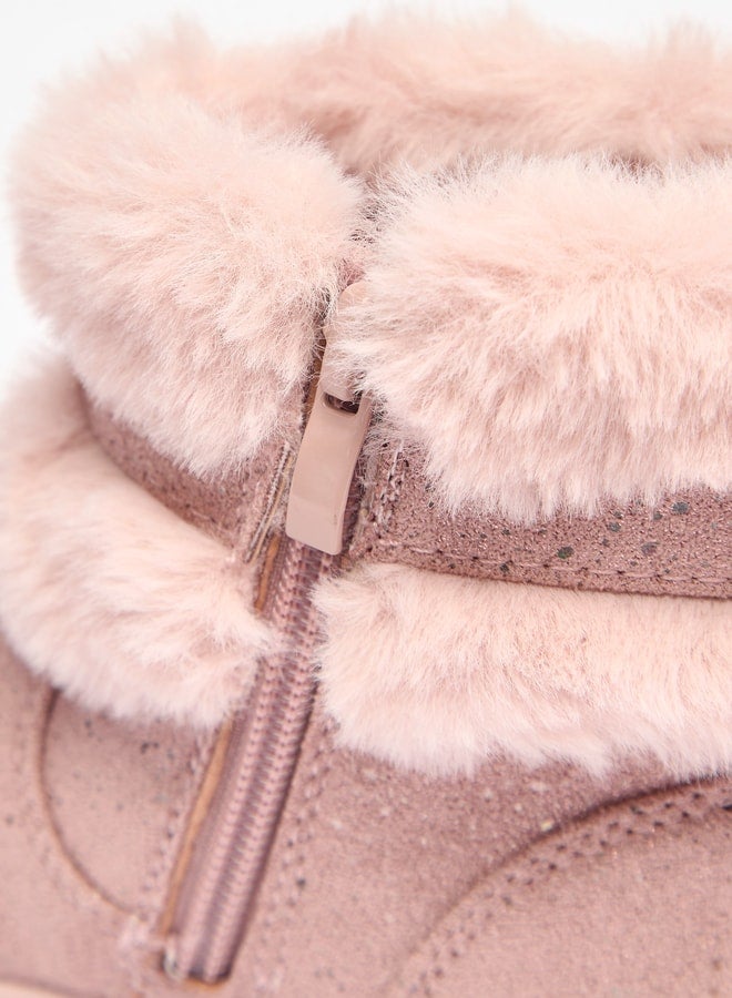 فلورا بيلا من شو إكسبرس بوت بناتي فرو صناعي بكعب مع فيونكة وسحاب - Image 5