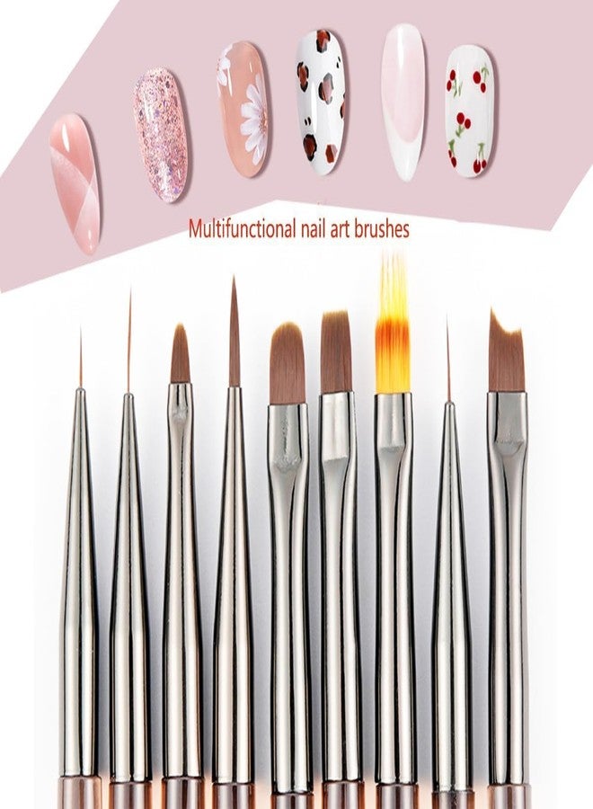 Bolt bee Nail Art Brush Set, Builder Painting Design Detail Drawing Brushes Dotting Pen Double-Ended French Liner For Gel Polish Manicure Tools Acrylic Home DIY Salon Use Women Brown - Image 5