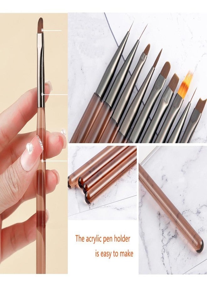 Bolt bee Nail Art Brush Set, Builder Painting Design Detail Drawing Brushes Dotting Pen Double-Ended French Liner For Gel Polish Manicure Tools Acrylic Home DIY Salon Use Women Brown - Image 3