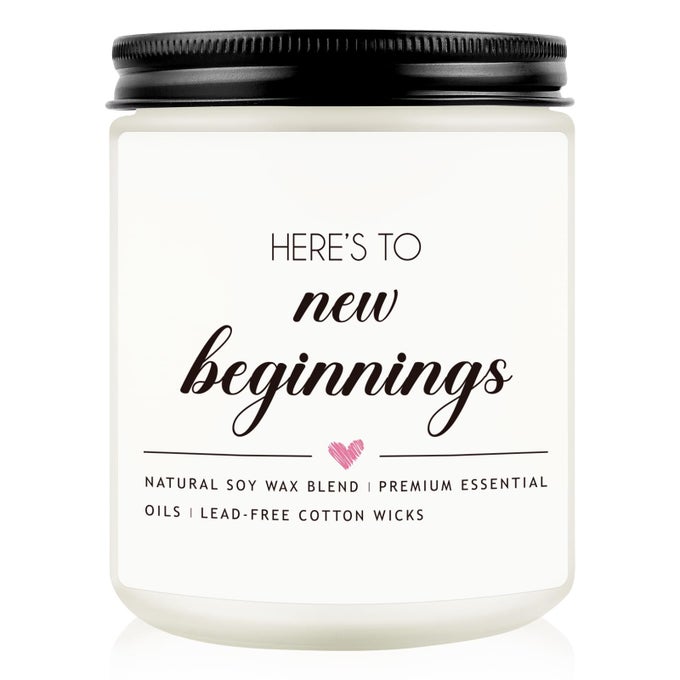 NEW BEGINNINGS CANDLE, CONGRATULATIONS GIFTS, LEAVING GIFT FOR COLLEAGUE WOMEN MEN, NEW JOB/HOME GIFTS, DIVORCE/GRADUATION/MOTIVATIONAL/INSPIRATIONAL/RETIREMENT/GIFT, GOOD LUCK PRESENTS, LAVENDER