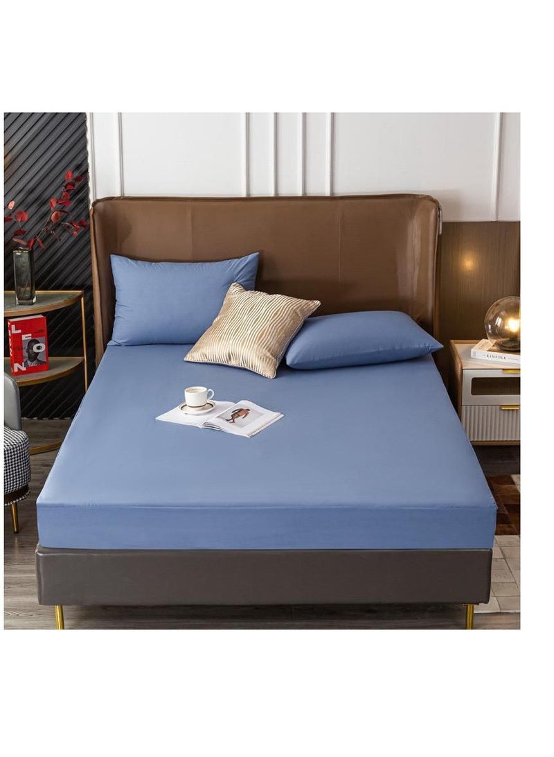 بيج مجموعة ملاءات سرير مقاومة للماء 3 قطع 200 * 20030 سم ملاءات ملاءة مطاطية من القطن المغسولة السفلية ملاءات سرير بحجم كينج بلون صلب