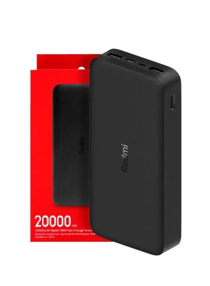 JAJEEK 20000mAh Redmi Portable Fast Charge Power Bank (Black) – High Capacity USB-C & USB Ports, Fast Charging for Smartphones, Tablets & Laptops – Compact, Durable, Ideal for Travel, Outdoor, and Emergency Use - Image 1