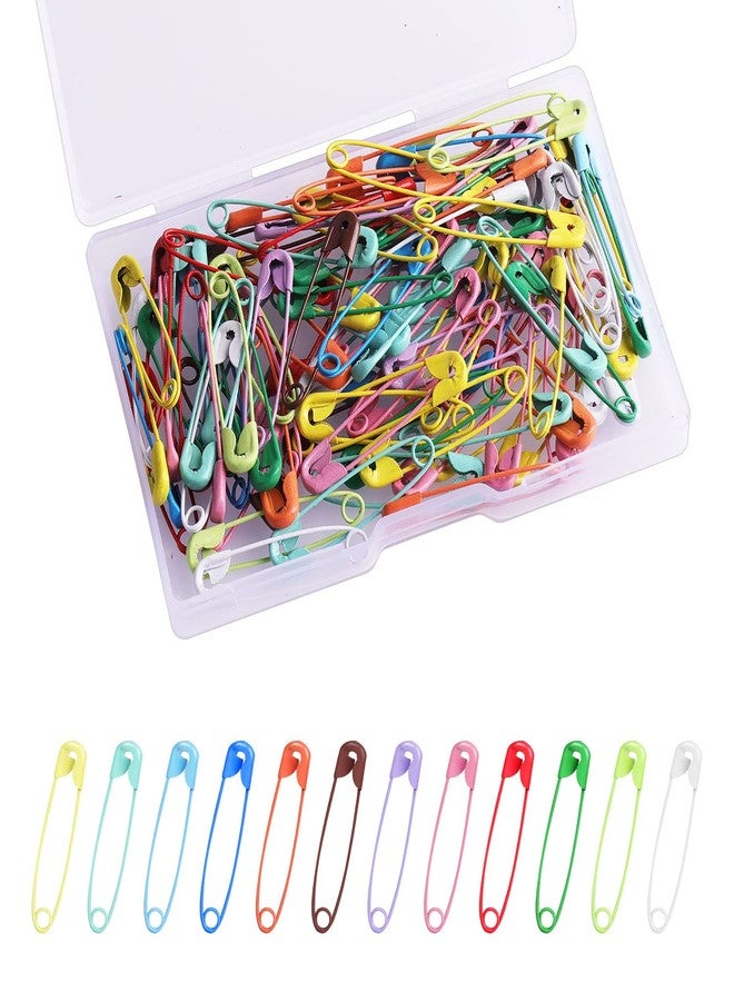 KINBOM 100pcs 1.26inch Small Safety Pins Assorted, with Plastic Case Stainless Steel Colorful Safety Pins Bulk for Clothes Sewing Jewelry Crafts DIY (Multicolored) - Image 1