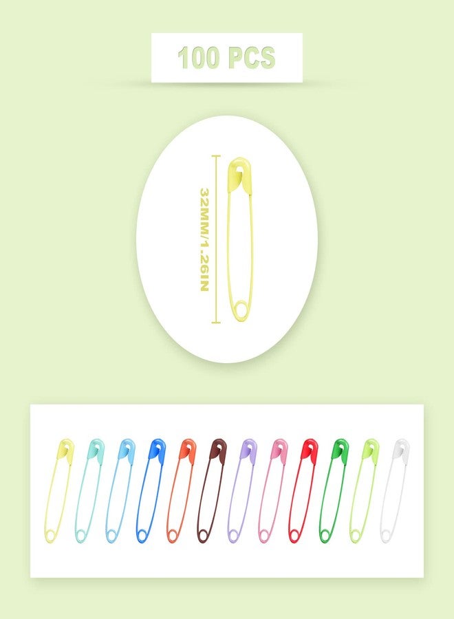 KINBOM 100pcs 1.26inch Small Safety Pins Assorted, with Plastic Case Stainless Steel Colorful Safety Pins Bulk for Clothes Sewing Jewelry Crafts DIY (Multicolored) - Image 2