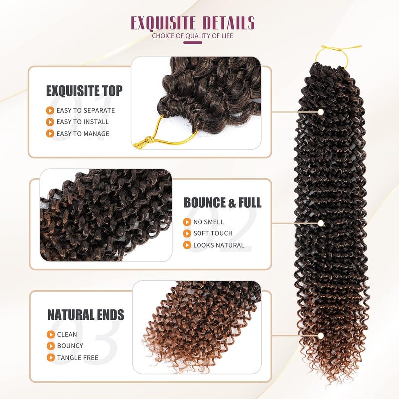 Dansama 6 Packs Passion Twist Hair Water Wave Braiding Hair for Butterfly Style Crochet Braids Bohemian Hair Extensions (24inch, T1B/30, Economy Pack) - Image 4