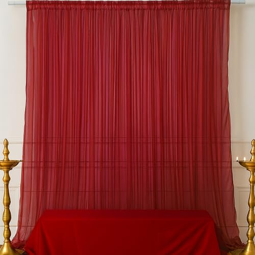 SpecialYou.in SpecialYou® Ganpati Decoration Setup for Home with Maroon Net Back Drop Curtain for Decor, Ganpati Decoration Backdrop for Wall Decor Items, Ganesh Decorations Items for Home- Set of 2 - Image 5