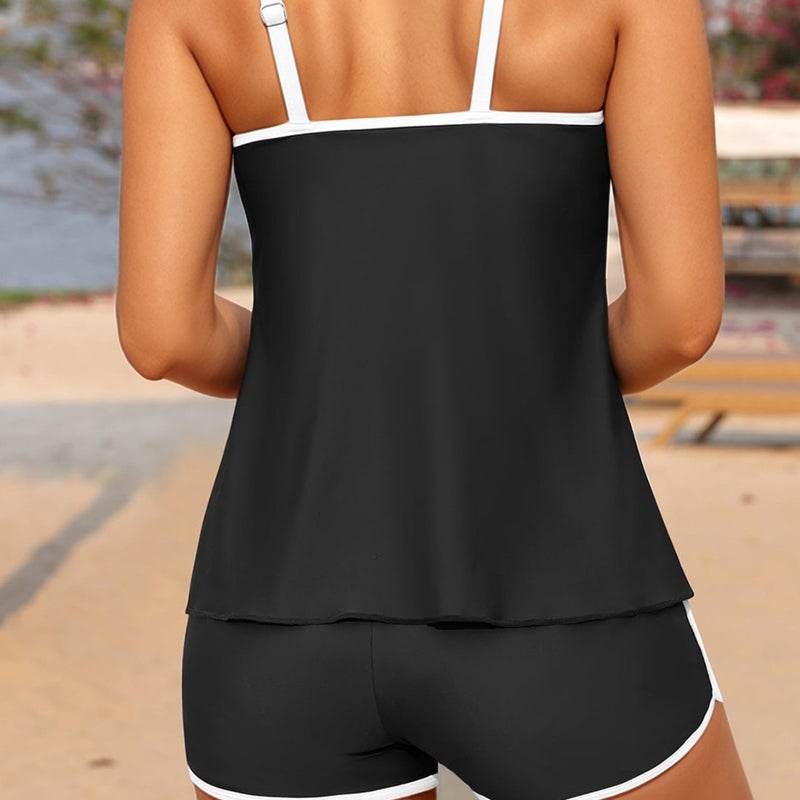 Modest High Waist Pocket Shorts Tankini Swimsuit Set - Image 3