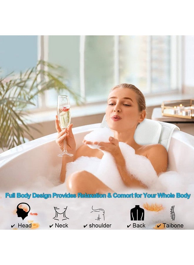 OMYSTYLE Full Body Bath Pillow, Bath Pillows for tub with Mesh Washing Bag & 21 Non-Slip Suction Cups, Spa Bathtub Pillow for Head Neck Shoulder and Back Support - 5D Air Mesh & Quick Drying - Image 4