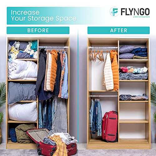 FLYNGO Reusable Ziplock Vacuum Storage Space Saver Bags for Clothes with Travel Hand Pump - Pack of 5 (60cmx80cm) (Large - Pack of 5) - Image 4