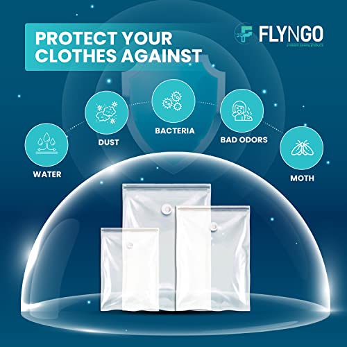 FLYNGO Reusable Ziplock Vacuum Storage Space Saver Bags for Clothes with Travel Hand Pump - Pack of 5 (60cmx80cm) (Large - Pack of 5) - Image 5
