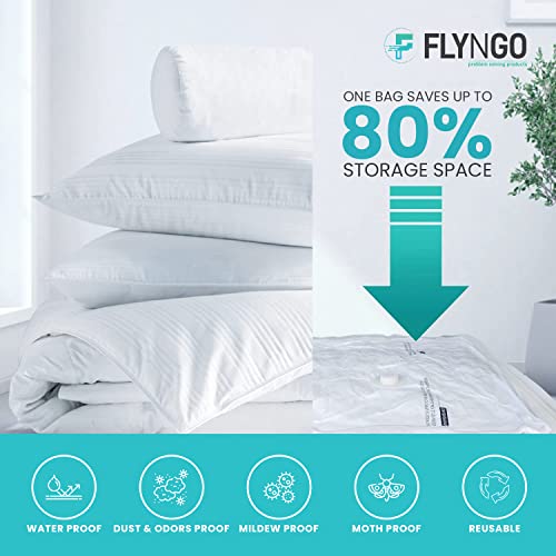 FLYNGO Reusable Ziplock Vacuum Storage Space Saver Bags for Clothes with Travel Hand Pump - Pack of 5 (60cmx80cm) (Large - Pack of 5) - Image 2