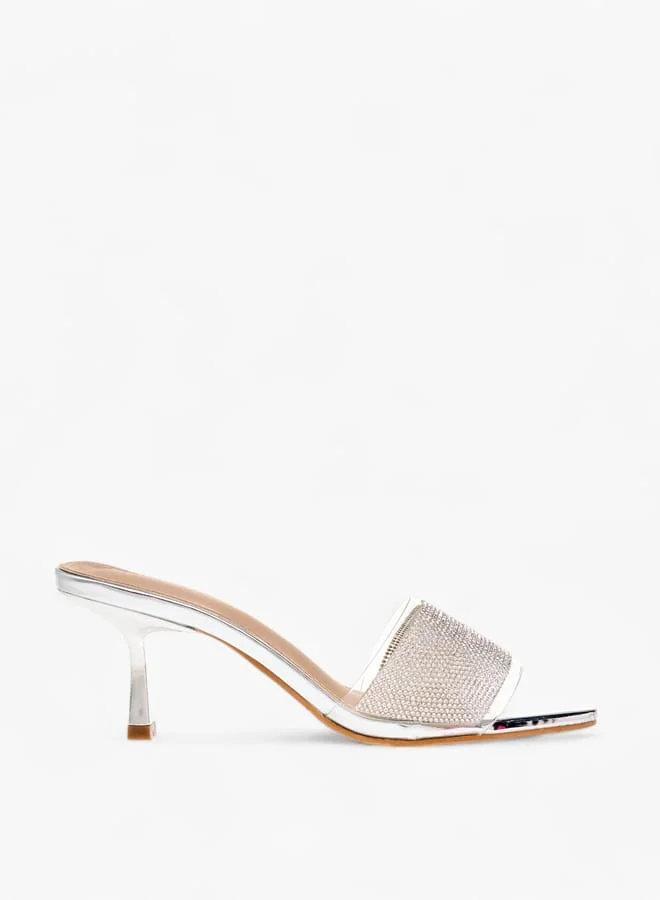 Flora Bella By Shoexpress Women Embellished Slip-On Sandals with Flared Heels