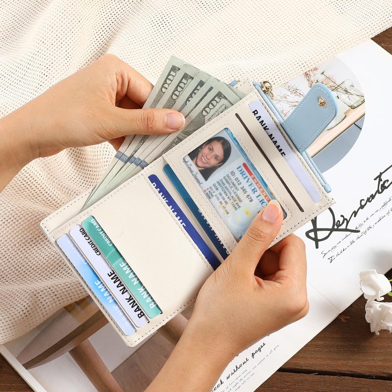 GAEKEAO Small Wallet for Women RFID Blocking Slim Bifold Floral Leather Card Holder with Zipper Pocket ID Window - Image 2