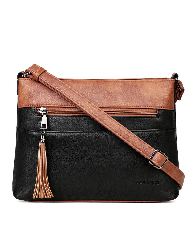 MASINTOR Crossbody Bags for Women, Lightweight Medium Crossbody Purse, Soft Leather Women's Shoulder Handbags with Tassel for Shopping or Travel - Image 1