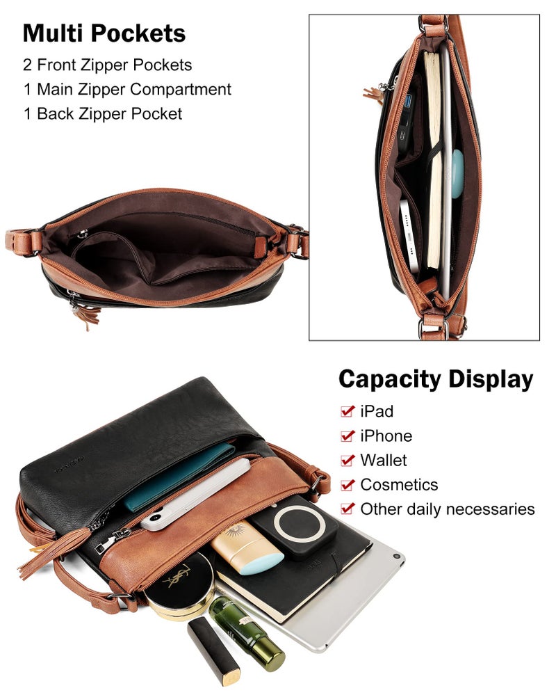 MASINTOR Crossbody Bags for Women, Lightweight Medium Crossbody Purse, Soft Leather Women's Shoulder Handbags with Tassel for Shopping or Travel - Image 3
