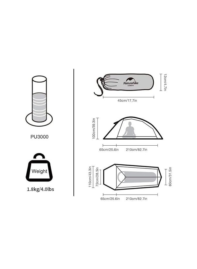Naturehike Ultralight One-Man Cloud Upâ€‘1 Tent  Compact Single-Person Dome Tent With Waterproof Fly, Ventilation & Easy Setup - Image 4