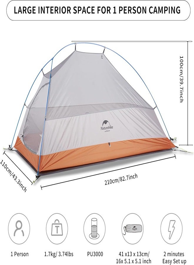Naturehike Ultralight One-Man Cloud Upâ€‘1 Tent  Compact Single-Person Dome Tent With Waterproof Fly, Ventilation & Easy Setup - Image 1