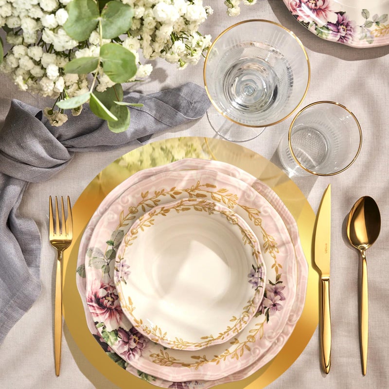 KesaPlan 50PCS Round Gold Placemats, 13" Disposable Paper Placemats for Dining Table, Mirrored Gold Charger Place Mat for Kitchen Banquet Table Setting Wedding Birthday Dinner Party - Image 4