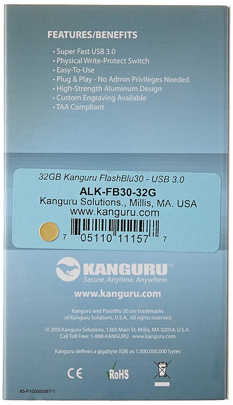 Kanguru FlashBlu30 â€“ 32GB USB Flash Drive â€“ Physical Write Protection Switch - Super Fast USB 3.0 - Image 4