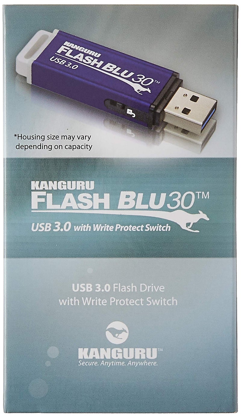Kanguru FlashBlu30 â€“ 32GB USB Flash Drive â€“ Physical Write Protection Switch - Super Fast USB 3.0 - Image 1