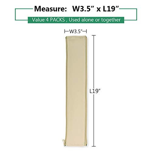 StangH Cable Management Sleeve Organizer - 19 Inch Home and Office Zip-up Cable Sleeve Wire Organizer Flexible Cord Concealer Wrap, Electrical Cord Covers for TV/Computer/Desk, 4 Pieces -Beige - Image 3