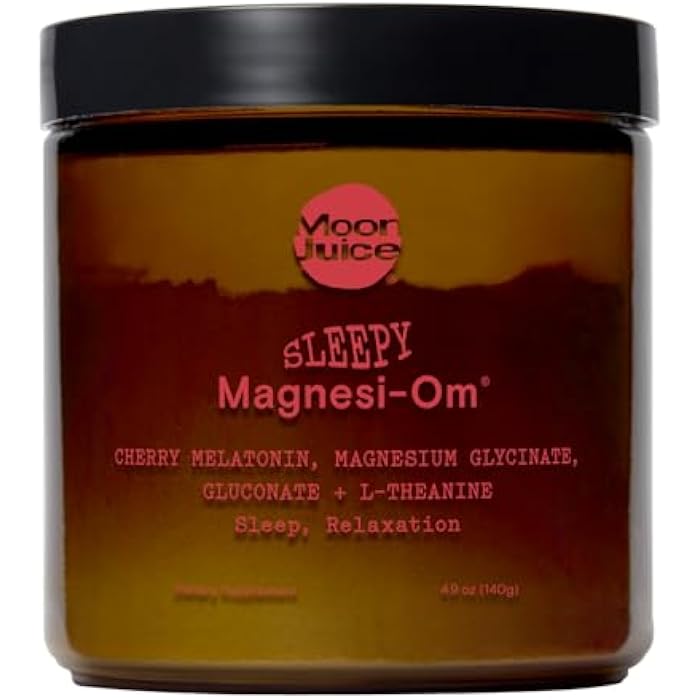 Moon Juice Sleepy Magnesi-Om - Sleep Supplement Powder with Magnesium Glycinate, L-Theanine & Plant-Based Melatonin, Sugar-Free Bedtime Drink Mix for Deep Sleep w/o Grogginess, Cherry, 35 Servings - Image 1