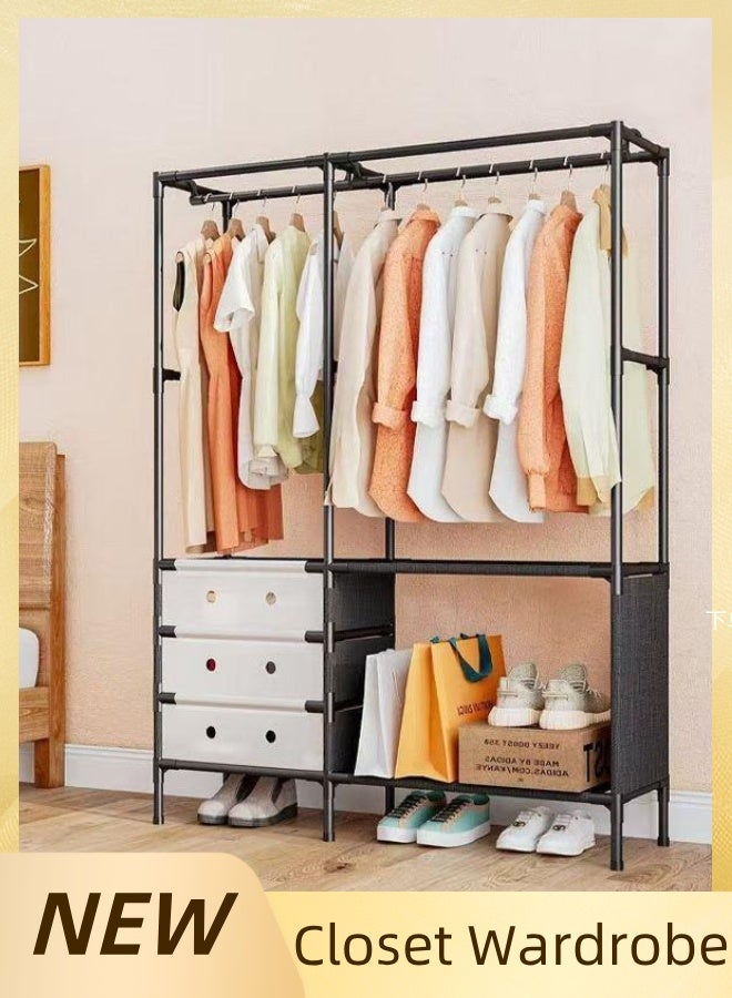 Multifunctional Portable Wardrobe Closet with Shelves, Freestanding Clothing Storage Organizer for Living Room Bedroom (102×38×118cm) - Image 1