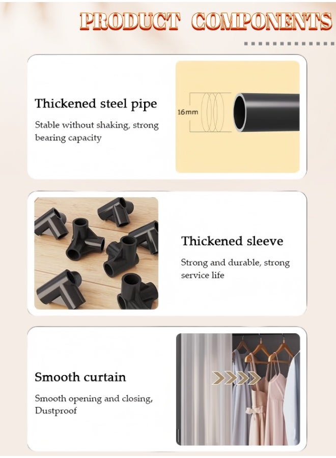 Multifunctional Portable Wardrobe Closet with Shelves, Freestanding Clothing Storage Organizer for Living Room Bedroom (102×38×118cm) - Image 5