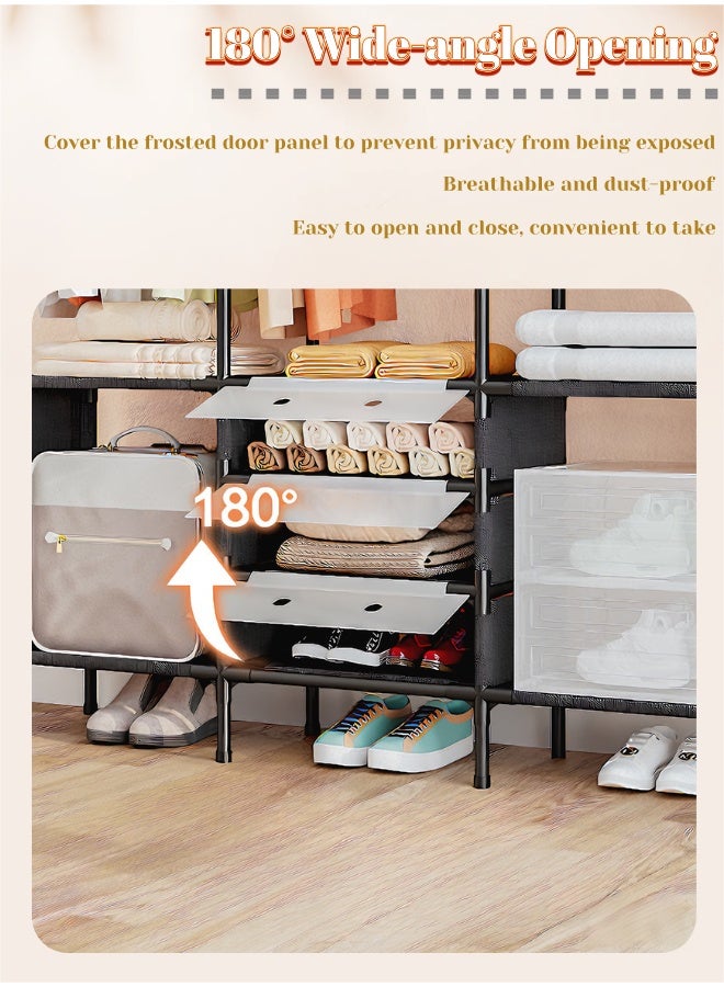 Multifunctional Portable Wardrobe Closet with Shelves, Freestanding Clothing Storage Organizer for Living Room Bedroom (102×38×118cm) - Image 3